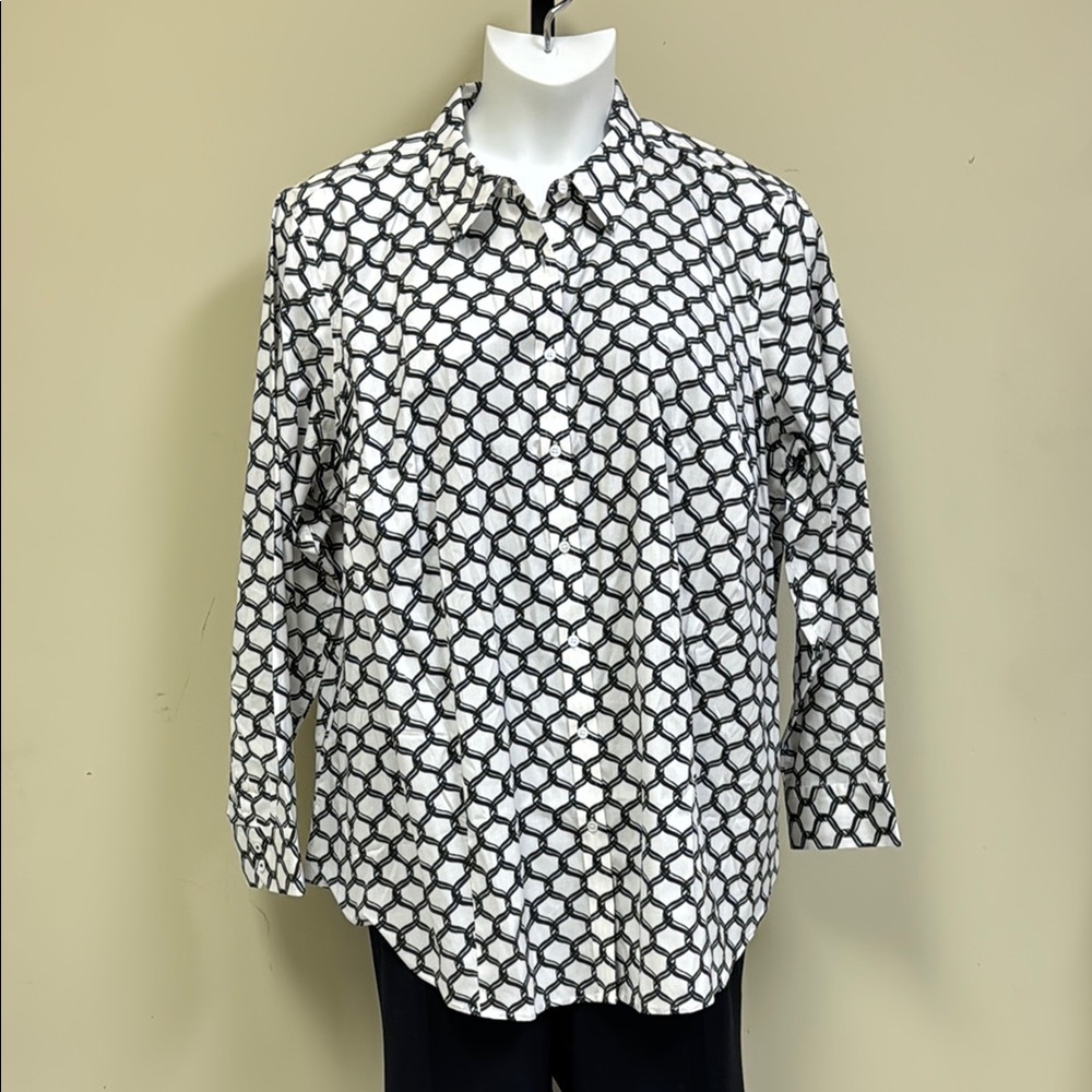Talbots Chic Chain Pattern Button-Up Shirt - image 1